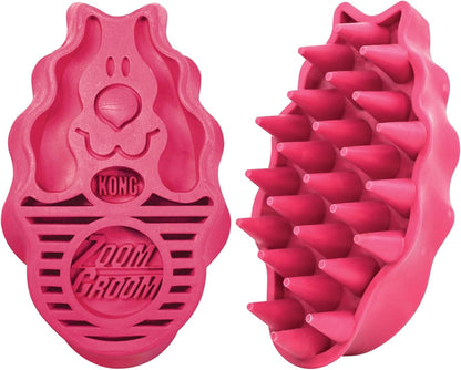 KONG - Zoomgroom - Dog Brush for Grooming and Shampooing - Red Brush for Large Dogs1