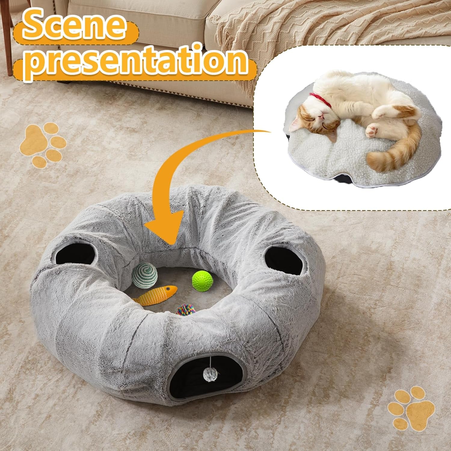 windracing-cat-tunnel-bed-for-indoor-cats-cute-cat-donut-tunnel-with-washable-circle-cushion-round-pet-play-toy-for-kitten-puppy-rabbit-grey