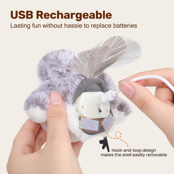 Potaroma Cat Toys Flapping Bird (No Flying), Lifelike Sandpiper Chirp Tweet, Rechargeable Touch Activated Kitten Toy Interactive Cat Exercise Toys for All Breeds Cat Kicker Catnip Toys 4.0" | Lifelike Sandpiper Chirp, Touch Activated, Rechargeable Kitten Kitty Exercise Catnip Kicker for All Breeds 4.0 Inches5