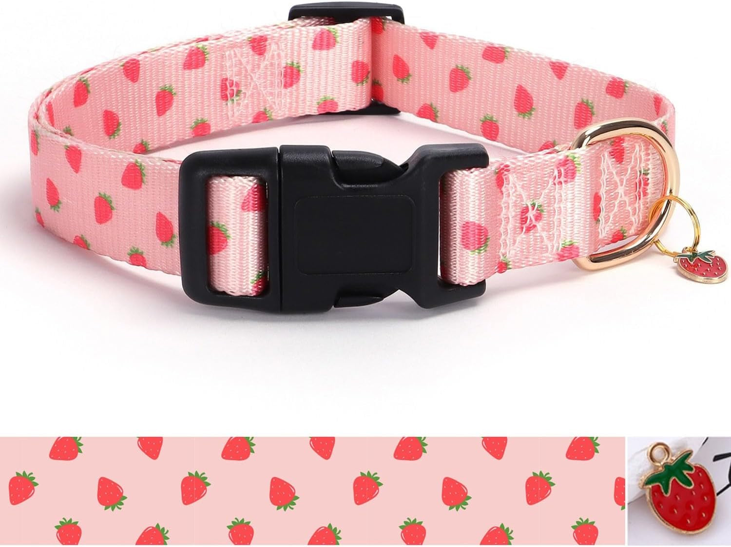 reflective-dog-collar-with-buckle-adjustable-safety-nylon-collars-for-small-medium-large-dogs-pink-m-breathable-nylon-collars-for-small-medium-large-dogs-no-chafing-on-walks-and-outdoor-hikes-metal-d-ring-night-safety