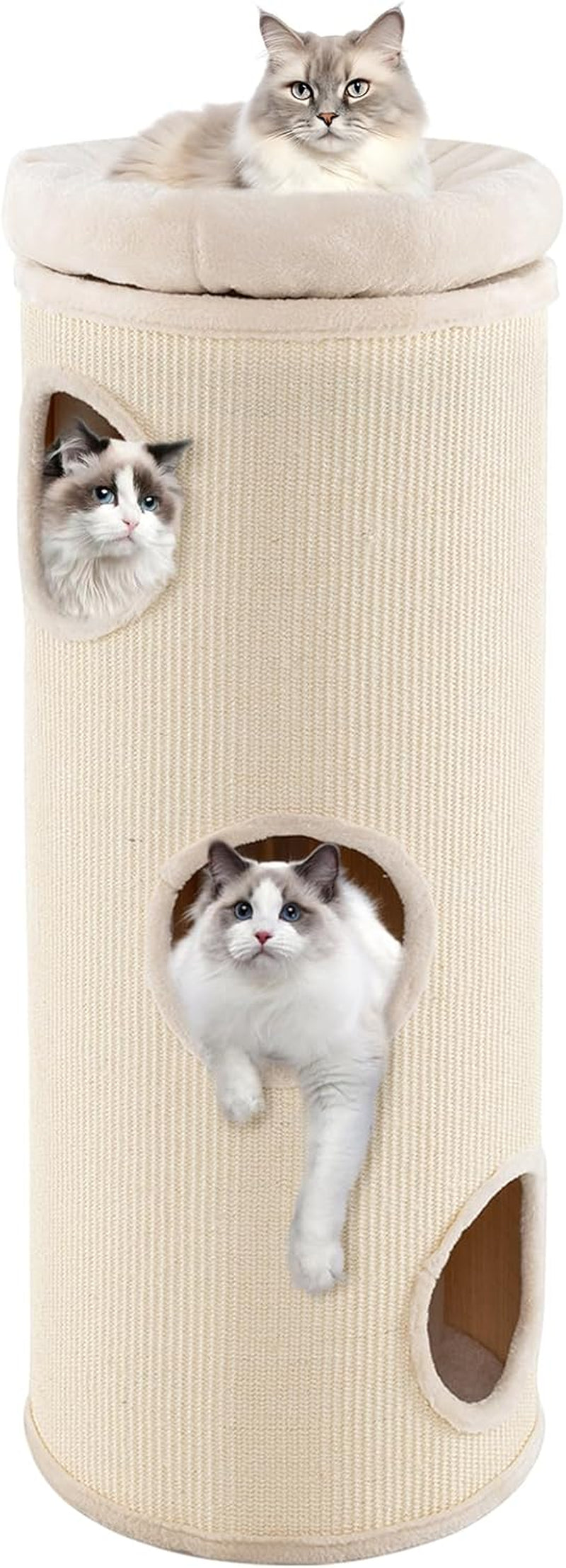 tangkula-4-story-cat-tree-condo-49-barrel-shaped-cat-house-with-detachable-sisal-scratching-board-3-hideaways-removable-soft-top-plush-bed-interior-bamboo-mat-modern-cat-tower-for-indoor-cats
