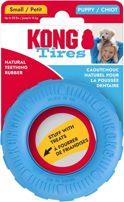 KONG Puppy Tires - Dog Chew Toy for Puppies - Stuffable Dog Toy for Treats & Snacks - Natural Rubber Chew Toy for Teething Puppy - for Small Puppies - Blue1