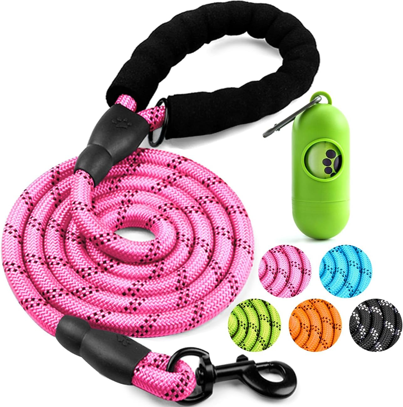 cooyoo-2-pack-dog-leash-5-ft-heavy-duty-comfortable-padded-handle-reflective-dog-leash-for-medium-large-dogs-with-collapsible-pet-bowl