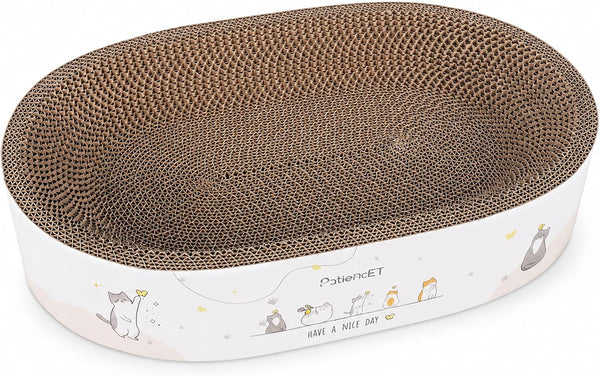 Patiencet 3-In-1 Cat Scratcher Cardboard Set for Indoor Cats, Cat Lounge Box with Wide & Slim Oval Cat Beds, Corrugated Cat Scratching Board for Furniture Protection, Rest & Play8