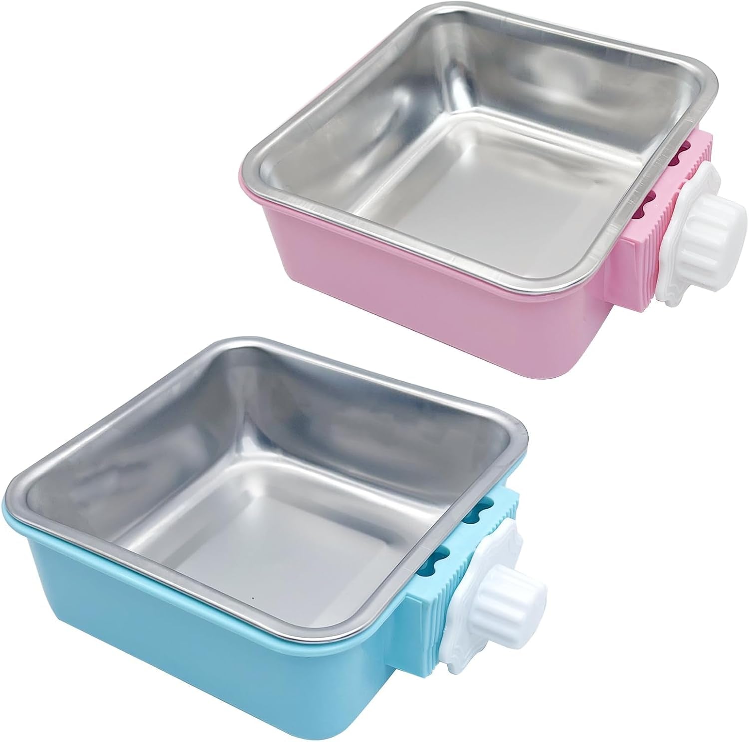kathson-crate-dog-bowl-removable-stainless-steel-hanging-pet-kennel-cage-bowl-food-water-feeder-coop-cup-for-puppy-cat-rabbit-guinea-pigs-ferret-bird-2-pcs-size-m-blue-and-green