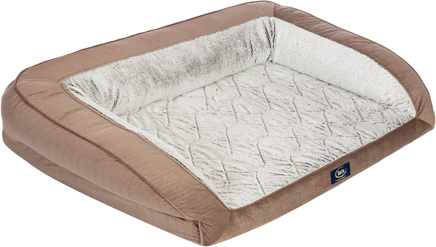 serta-orthopedic-supportive-foam-quilted-couch-dog-bed-with-soft-bolsters-slate-gray-x-large