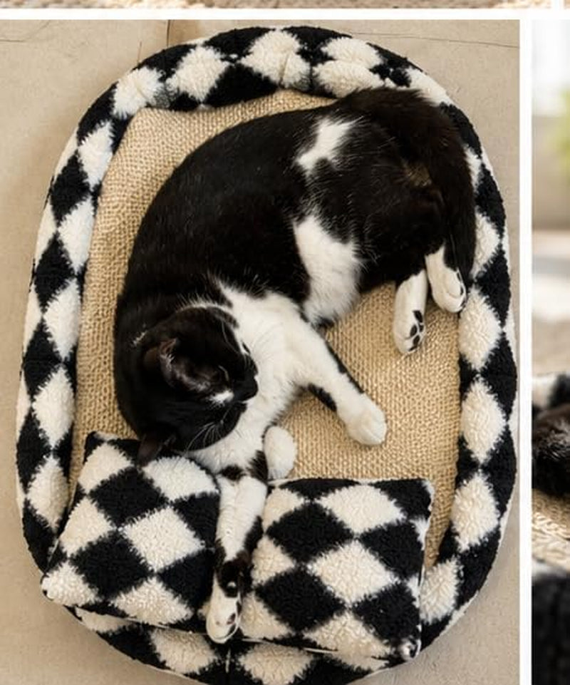 furso-cat-bed-scratcher-lounge-for-indoor-cats-sisal-scratch-pad-with-spring-treat-ball-plush-pillow-play-toy-diamond-design-protects-furniture