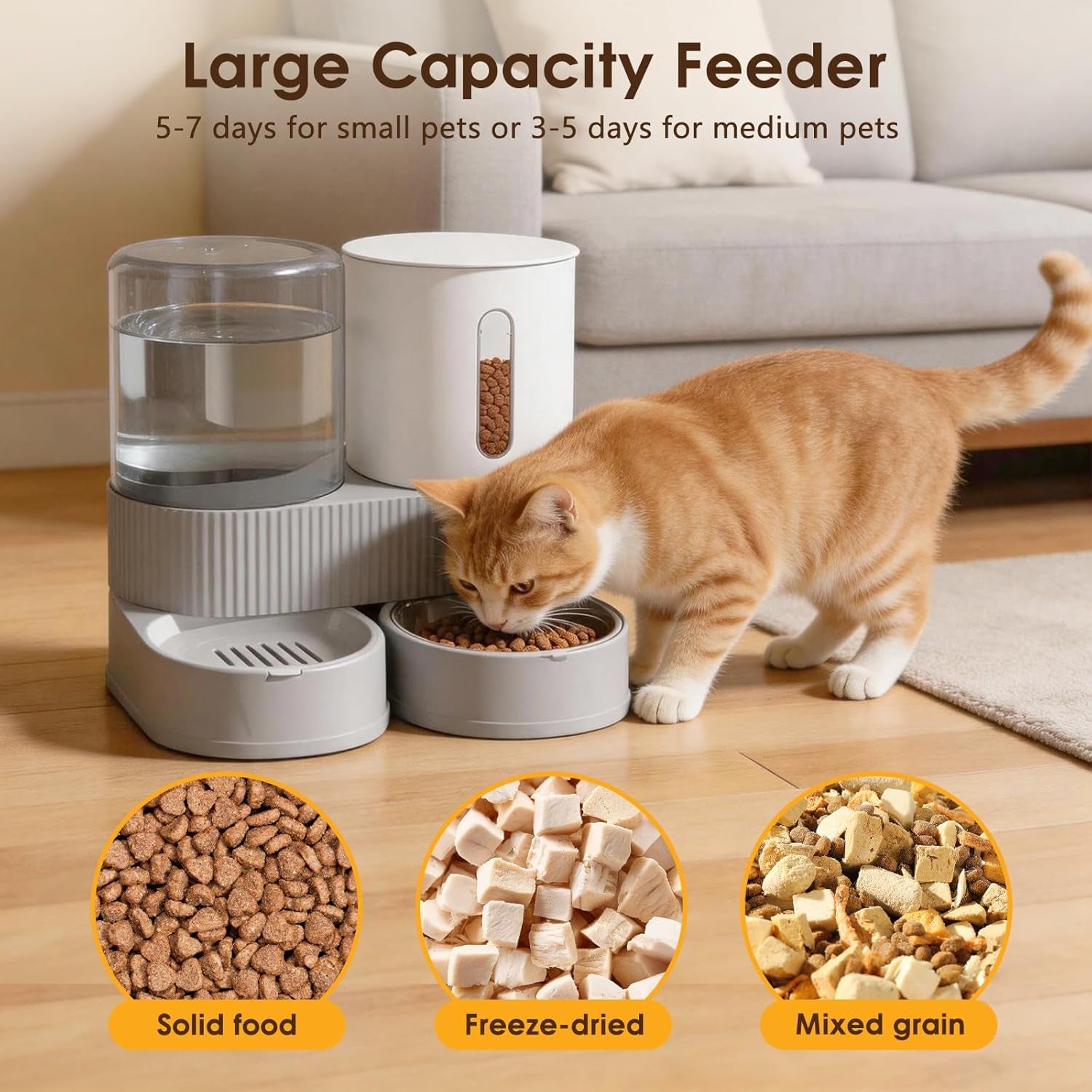 2-in-1-automatic-gravity-cat-dog-feeder-and-water-dispenser-with-304-stainless-steel-bowls-360-degree-rotatable-auto-food-with-2-specialized-brushes-for-small-medium-pet-dog-puppy-kitten-gray