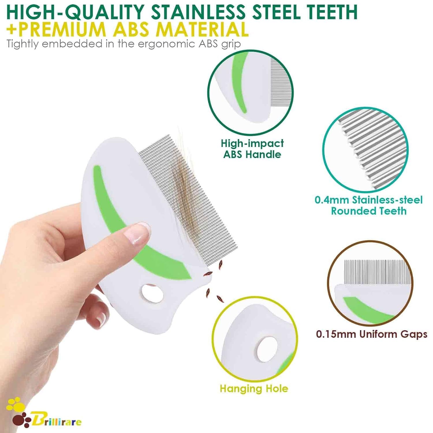 2-pack-flea-lice-comb-stainless-steel-dog-cat-grooming-combs-with-rounded-teeth-professional-pet-tear-stain-remover-dematting-tool-for-small-medium-large-pets