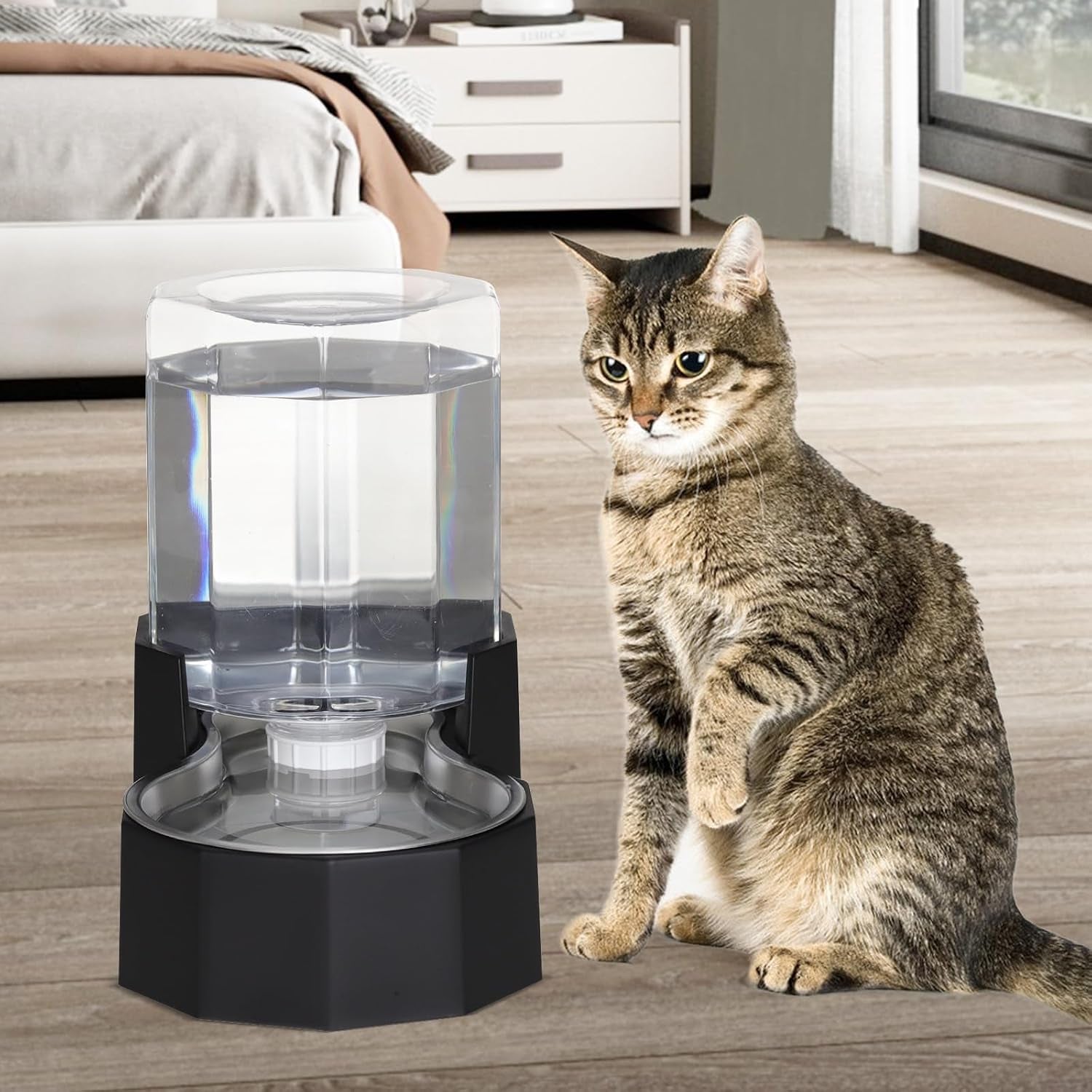 sfozstra-5l-cat-gravity-water-bowl-dispenser-stainless-steel-bowl-no-power-needed-no-filter-required-spill-proof-design-easy-cleaning-cats-small-dogs-home-crate-area-travel