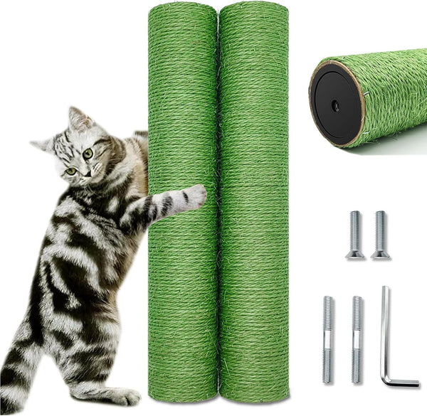 Cat Scratching Post Replacement Pole, 2 PCS 15.7In Cat Tree Replacement Post, Natural Sisal Cat Tree Replacement Parts with M8 Screws, Cat Scratch Post for Refurbishment (15.7In/40Cm)15