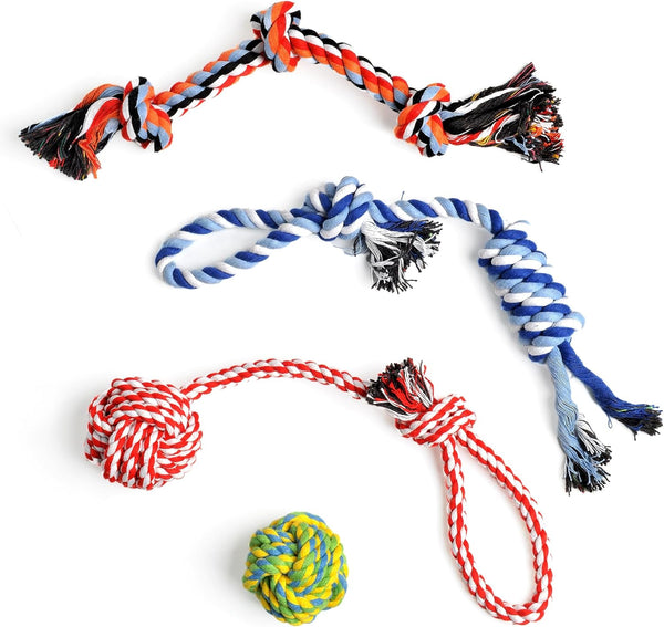 Twoear Dog Rope Toy 4 Pack - Puppy Teething Toys for Small Breed | Indestructible Dog Chew Toys for Aggressive Chewers - Cotton Tug of War Dog Toys for Boredom, Teeth Clean1