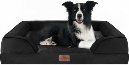 Comfort Expression Orthopedic Dog Bed for Extra Large Dogs with Bolster | Waterproof Dog Couch Bed with Washable Cover & Non-Slip Bottom, Supportive Egg Crate Foam XL Pet Bed, 42X30 Inch90