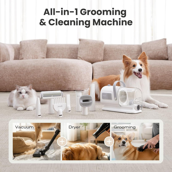 Pecute 7-In-1 Dog Grooming Vacuum & Dryer for Heavy Shedding | 10000Pa Suction, Adj Suction & Temp, Home & Salon Use, 55Db Low Noise, 1.7L Dust Cup, Reduces Flying Hair, Easy Cleanup2