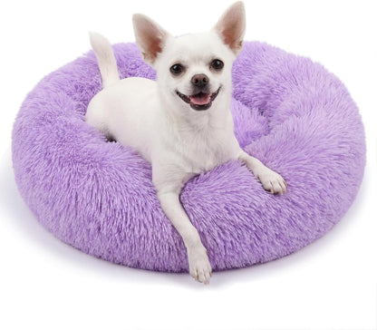 Small Calming Dogs Bed for Small Dogs Anti-Anxiety Machine Washable Fluffy Luxury Anti-Slip Waterproof Mute Base Warming Cozy Soft Pet Puppy round Bed29