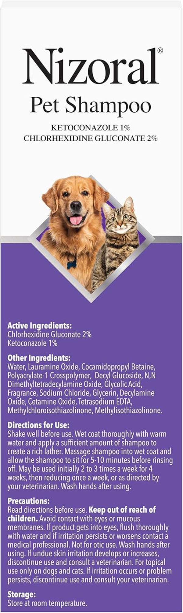 Nizoral Ketoconazole Pet Shampoo for Dogs and Cats, 16 Oz, 1% Ketoconazole, 2% Chlorhexidine Gluconate, Antifungal, Antimicrobial Support, Skin Health, Odor Control, Dog Itching Skin Relief Shampoo8