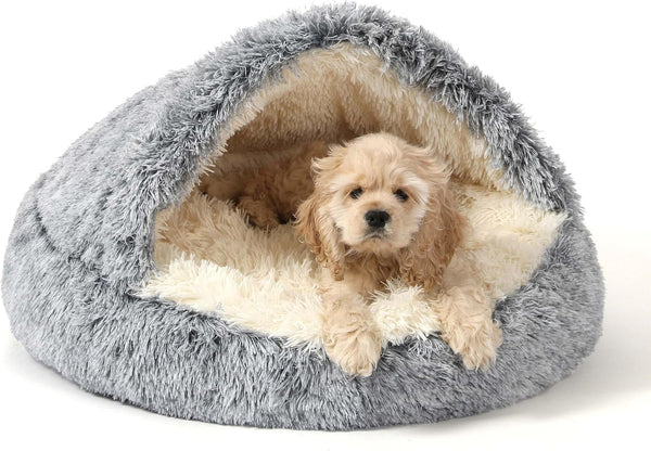 NOYAL round Hooded Donut Dog Bed for Small & Medium Pets - Plush Fluffy Anti-Anxiety Cat Cave Bed with Cover23