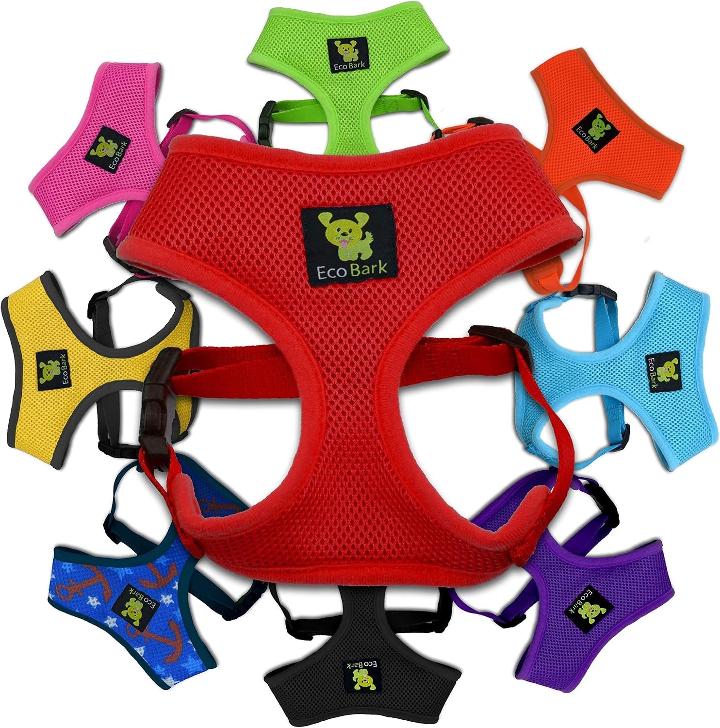 ecobark-dog-harness-soft-mesh-over-the-head-vest-harness-red-small-luxurious-eco-friendly-no-pull-no-choke-design-padded-breathable-body-halter-anti-rub-for-puppy-toy-small-breeds