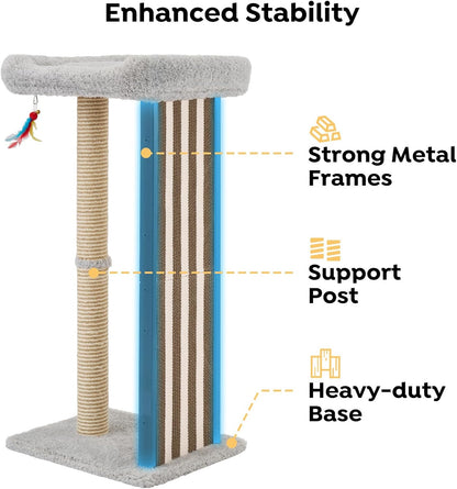 Veehoo 35" Tall Cat Scratching Post for Indoor Cats, Sturdy Cat Scratch Pad | Scratch Post with Plush Top Bed & Replaceable Metal Frame Scratching Board, Easy Assembly4