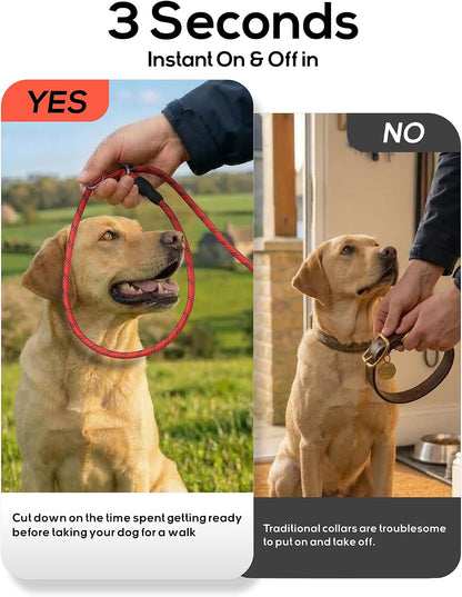 Tagme Slip Lead for Dogs, No Pull Training Leash, Padded Handle (Hot Pink) | Braided Climbing Rope, Reflective Stitching, 6 Ft, Fits Small to Large Dogs up to 250 Lbs, Cushioned Grip, No Leash Burn2