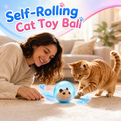 2026 Self-Rolling Interactive Cat Ball, Moving Rolling Cat Ball 360° Rolling Spin Moving Cat Ball, Cute Pet Rotating Toys, Fun Indoor Interactive Pet Ball for Cats Dogs Chasing ((Blue, Brown Mouse))6
