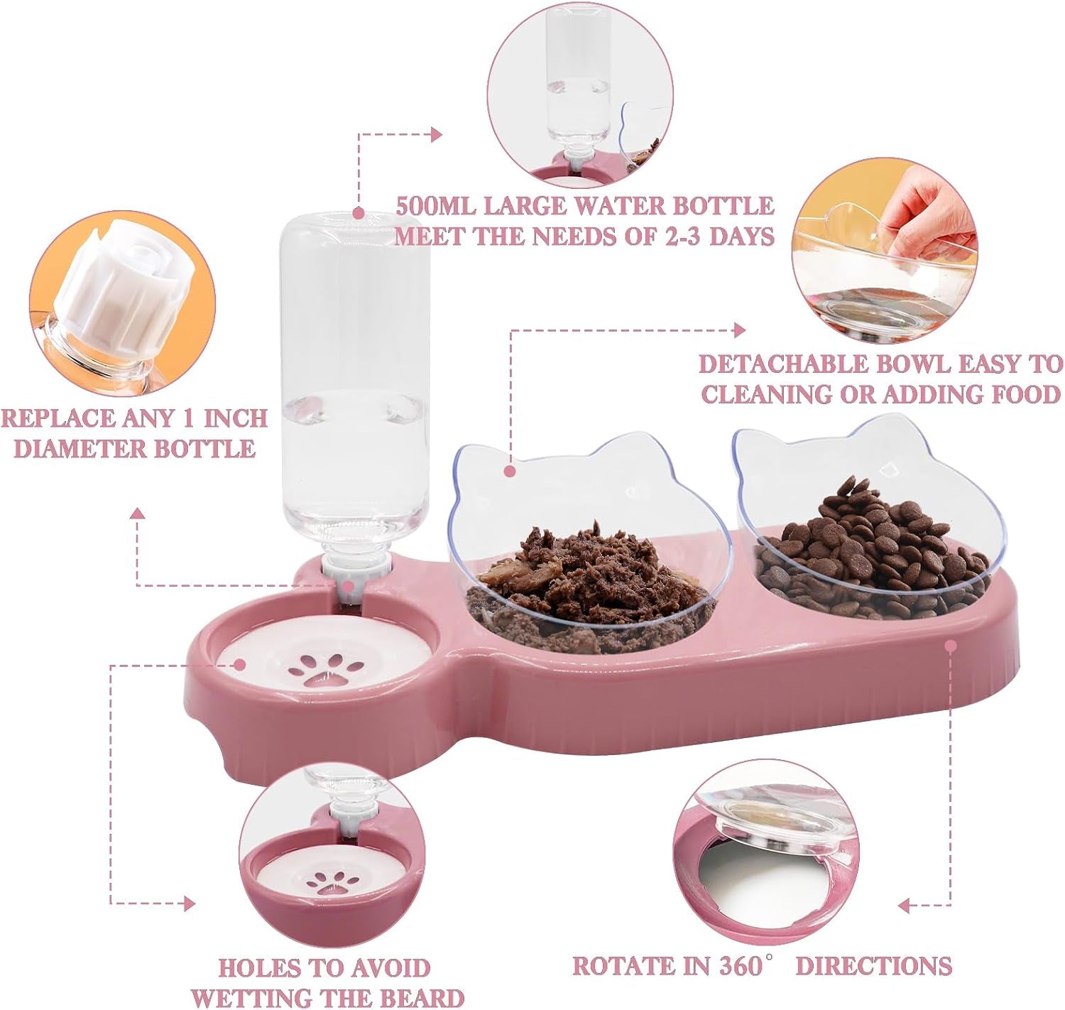 triple-cat-bowls-15-tilt-3-in-1-water-feeder-bowls-cat-double-food-bowls-with-automatic-water-bottle-bowl-whisker-friendly-wet-and-dry-cat-elevated-feeding-dishes-for-small-cat-and-puppy-pink
