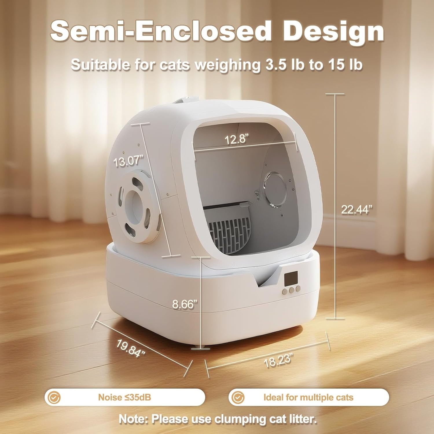 mintakawa-automatic-cat-litter-box-self-cleaning-app-control-and-weight-monitoring-ultra-quiet-suitable-for-medium-cats-and-kittens-safe-anti-pinch-litter-box-assembly-required-white