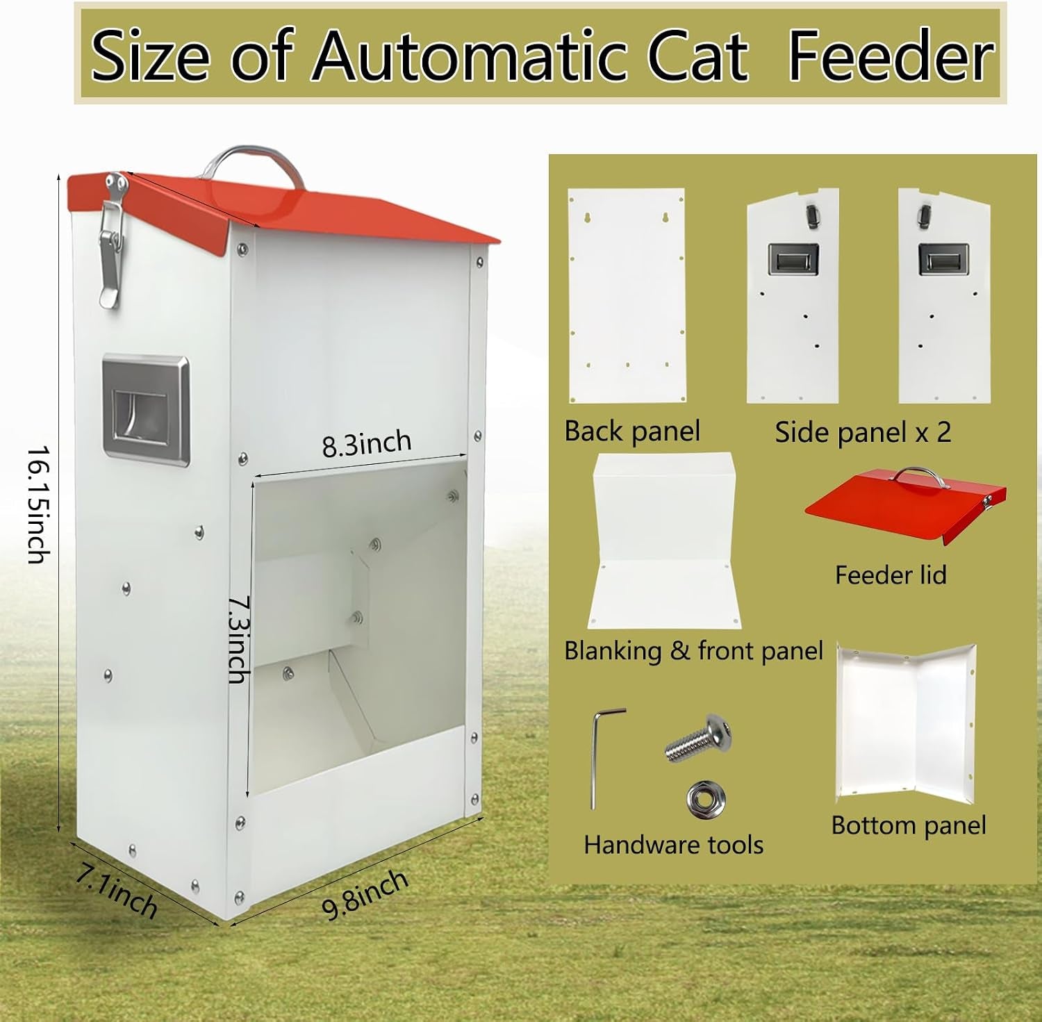 gravity-automatic-cat-feeder-galvanized-small-animal-feeding-trough-food-dispenser-for-cats-puppy-13l-outdoor-pets-feeder