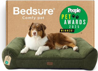 Bedsure Supportmax™ XL Orthopedic Dog Beds Large Sized Dog - Extra Thick Supportive Dogs Couch with Waterproof Washable Cover, Extra Large Comfort Pet Sofa with Soft Sherpa & Nonskid Bottom, Grey, 42"22