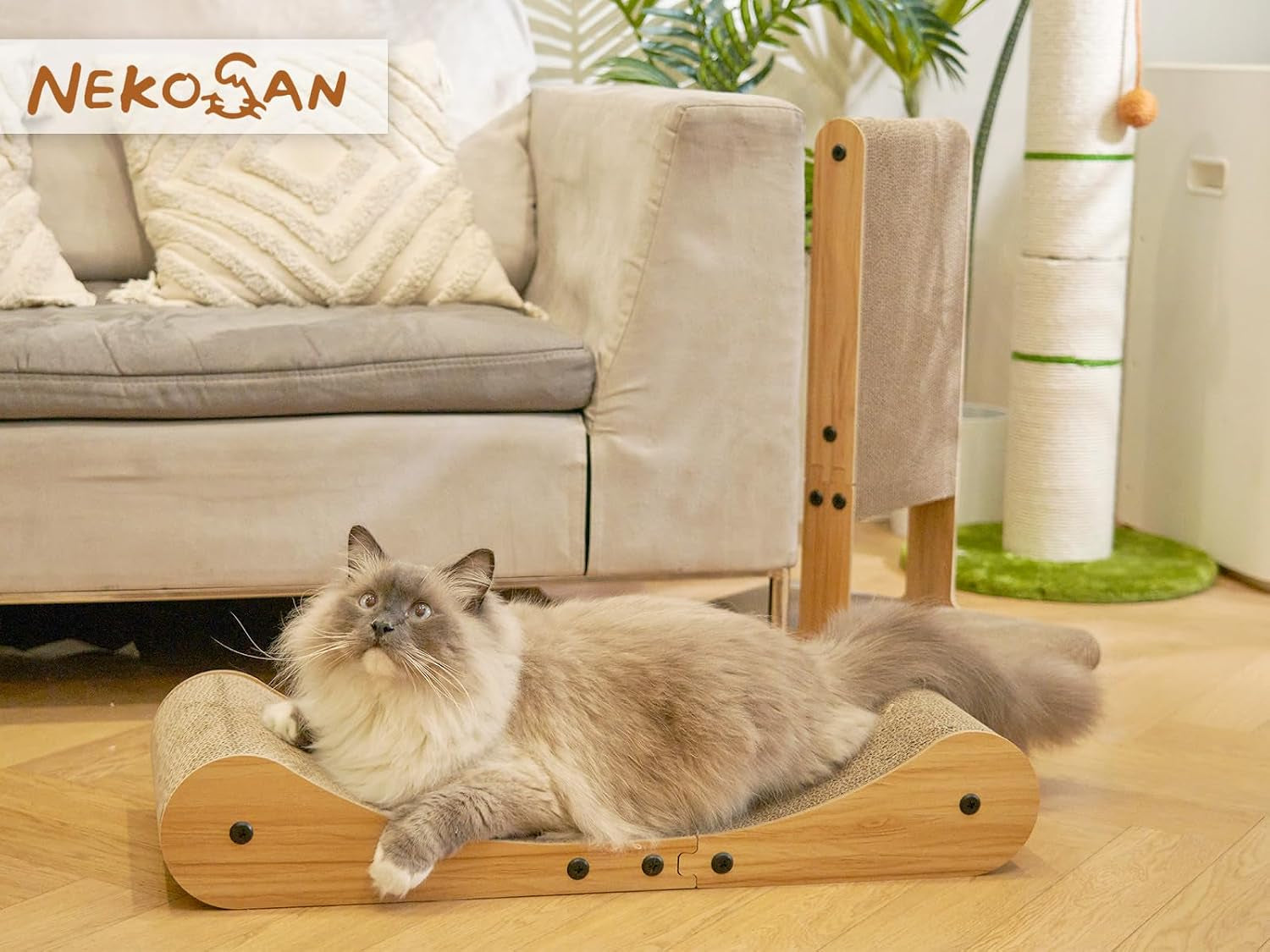 nekosan-cat-scratcher-cardboard-bed-27-5-extra-large-cat-scratch-sofa-bed-cat-scratcher-lounge-bed-for-indoor-cats-27-5-x-10-inches-cat-couch-bed-scratching-board