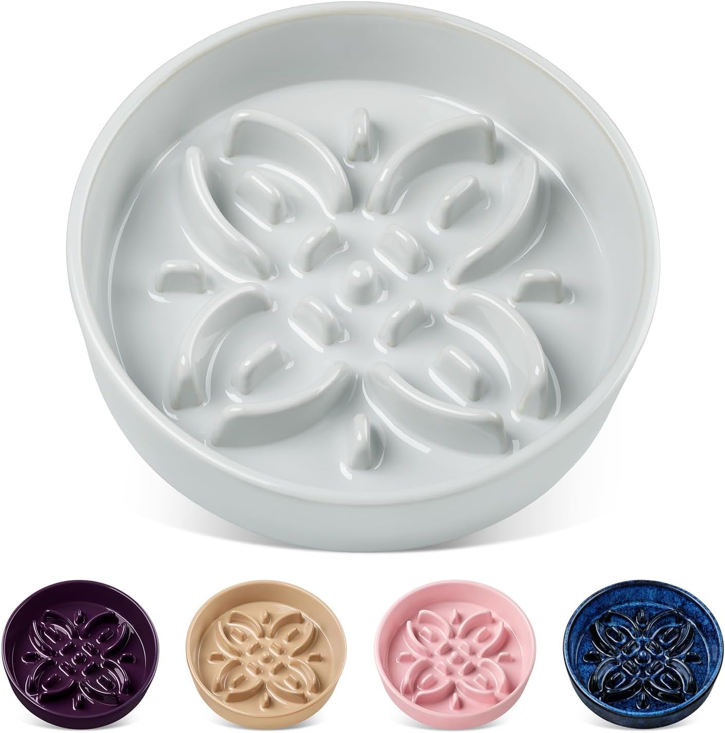vancasso-ceramic-slow-feeder-dog-bowls-puzzle-dog-food-bowls-with-floral-maze-anti-slip-pet-food-dish-for-small-breed-0-6-cups-blue