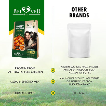 Beloved Pets Sweet Potato Dog Treats & Healthy Chicken Chews 10.6 Oz - Puppy Snacks & Soft Bones for Large, Medium & Small Breeds - Natural Dog Food & Grain-Free, Rawhide-Free Training Jerky Wraps6