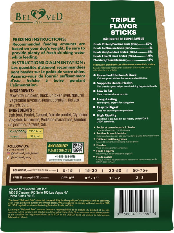 Beloved Pets Dog Treats & Rawhide Bones Wrapped Chicken and Duck - Pet Chews Sticks for Large, Medium & Small Breeds - Long Lasting Chewers Snacks – Puppy Treats2