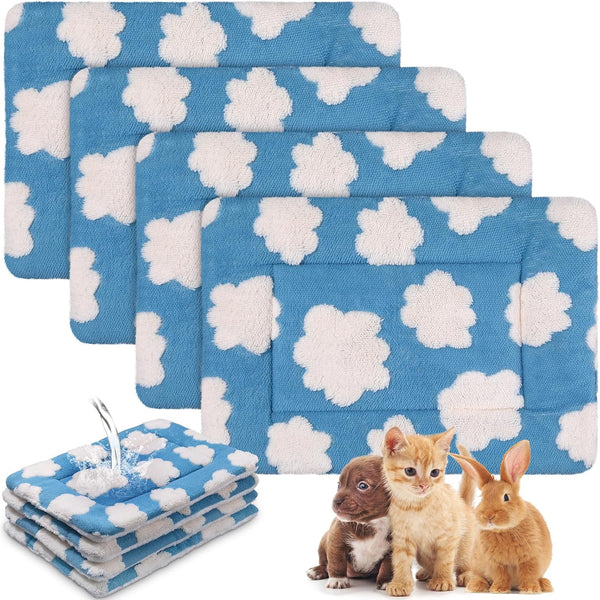Haull 4 Pcs Waterproof Guinea Pig Bedding Soft Dog Cat Bed Crate Mat Small Animal Plush Cage Liners Rabbit Bunny Kennel Pad Reversible Cozy Pee Thickened Hamster Pad(Tie Dyed,13 X 10 Inch)21