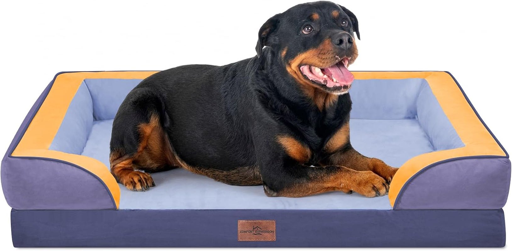 comfort-expression-orthopedic-dog-bed-for-extra-large-dogs-with-bolster-waterproof-dog-couch-bed-with-washable-cover-non-slip-bottom-supportive-egg-crate-foam-xl-pet-bed-42x30-inch