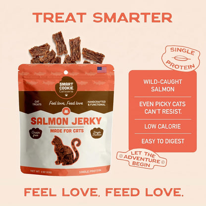 Smart Cookie Salmon Jerky Cat Treats – Real Salmon & Flaxseed, Omega-3S for Skin & Coat, Grain Free, High Protein, Handcrafted Natural Treat – Made in the USA (Pack of 1)6