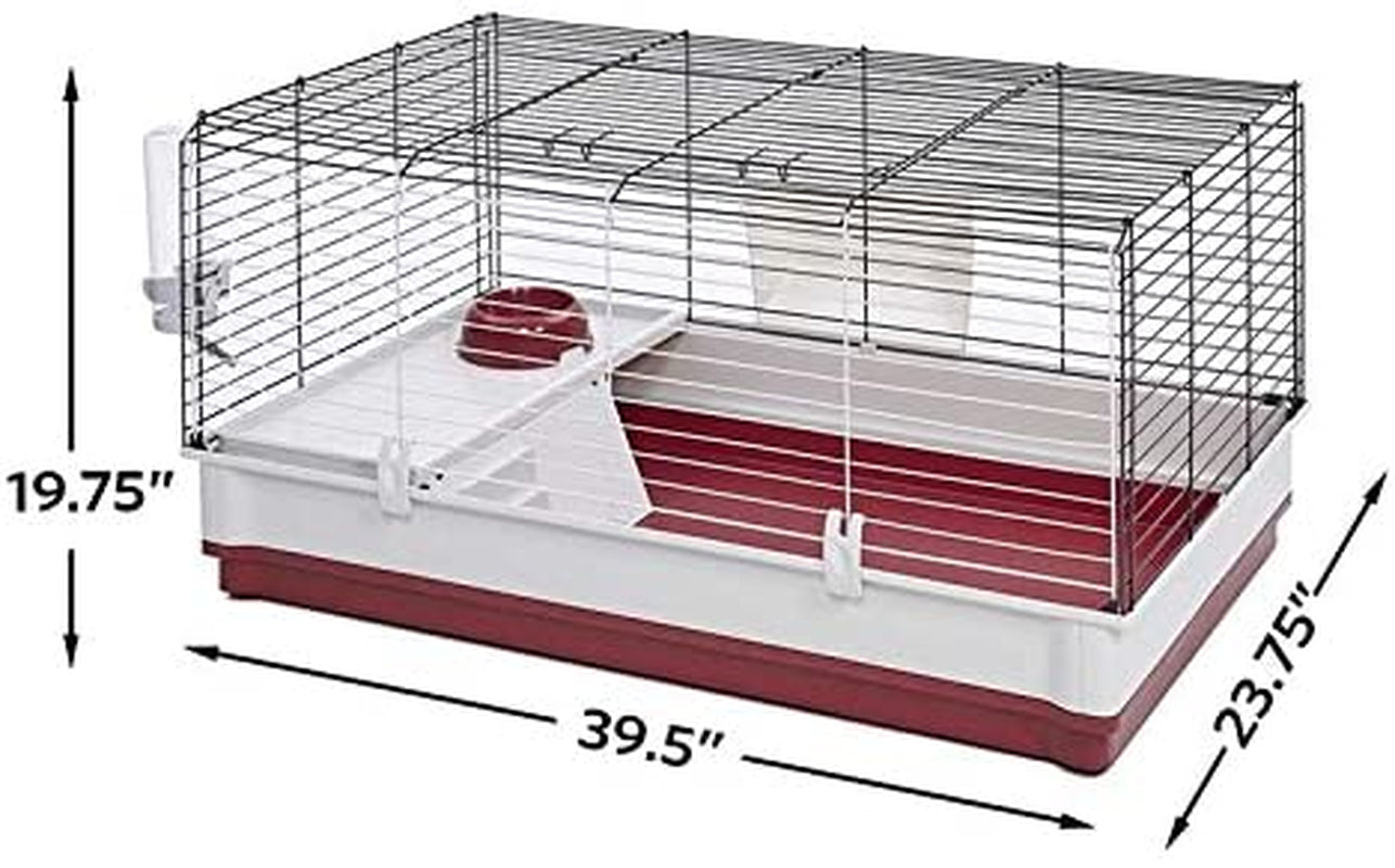 midwest-homes-for-pets-158-wabbitat-deluxe-rabbit-home-rabbit-cage-39-5-l-x-23-75-w-x-19-75-h-inch-maroon-white