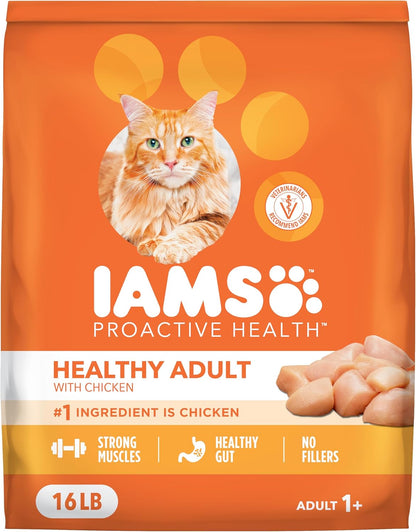 IAMS Proactive Health Healthy Adult Dry Cat Food, Chicken, 22 Lb | Veterinarian-Recommended, Real Chicken #1 Ingredient, Chicken & Egg Protein, Wholesome Grains for Energy, Supports Muscles12