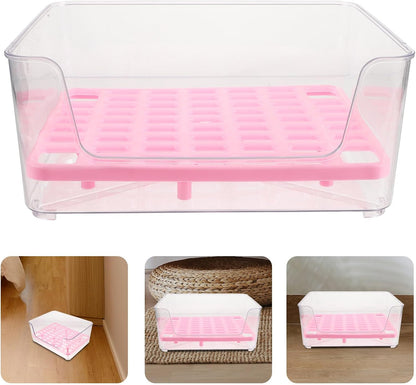 Minkissy Pet Litter Box Medium Pink Acrylic Anti-Splash Kitten Litter Pan Potty Elevated Cat Toilet for Indoor Housebreaking8