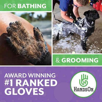 H Handson Pet Grooming Gloves - Patented #1 Ranked, Award Winning Shedding, Bathing, & Hair Remover Gloves - Gentle Brush for Cats, Dogs, and Horses (Black, Medium)4
