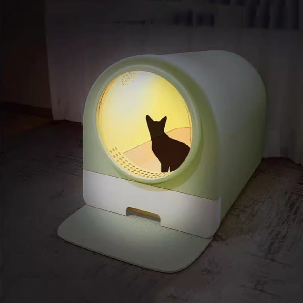 pet-supplies-enclosed-cat-litter-box-with-lid-scoop-splash-proof-large-pan-easy-cleangreen