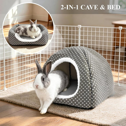 Rabbit Hideout Large Bunny Bed Washable Rabbit House | Fleece Hiding Hut for Indoor Bunnies Guinea Pigs, Small Animal Hideaway3