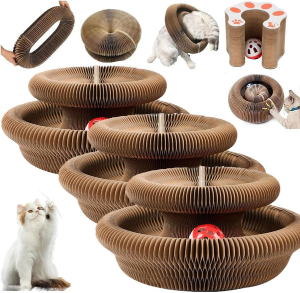 Kitty Curls Cat Toy,Magic Organ Cat Toy,Cat Scratcher for Grinding Claw Cardboard Cat Toys,Interactive Scratch Pad with Toy Bell Ball,Furniture Protection,Entertainment Toy for Kittens and Adult Cats9