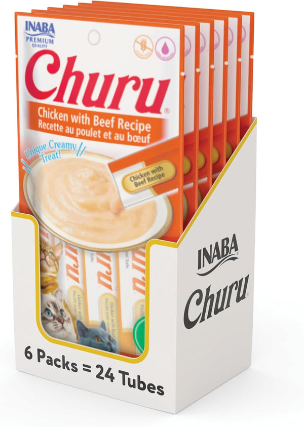INABA Churu Cat Treats, Lickable, Squeezable Creamy Purée Cat Treat with Green Tea Extract & Taurine, 0.5 Ounces Each Tube, 24 Tubes (4 per Pack), Chicken Recipe9