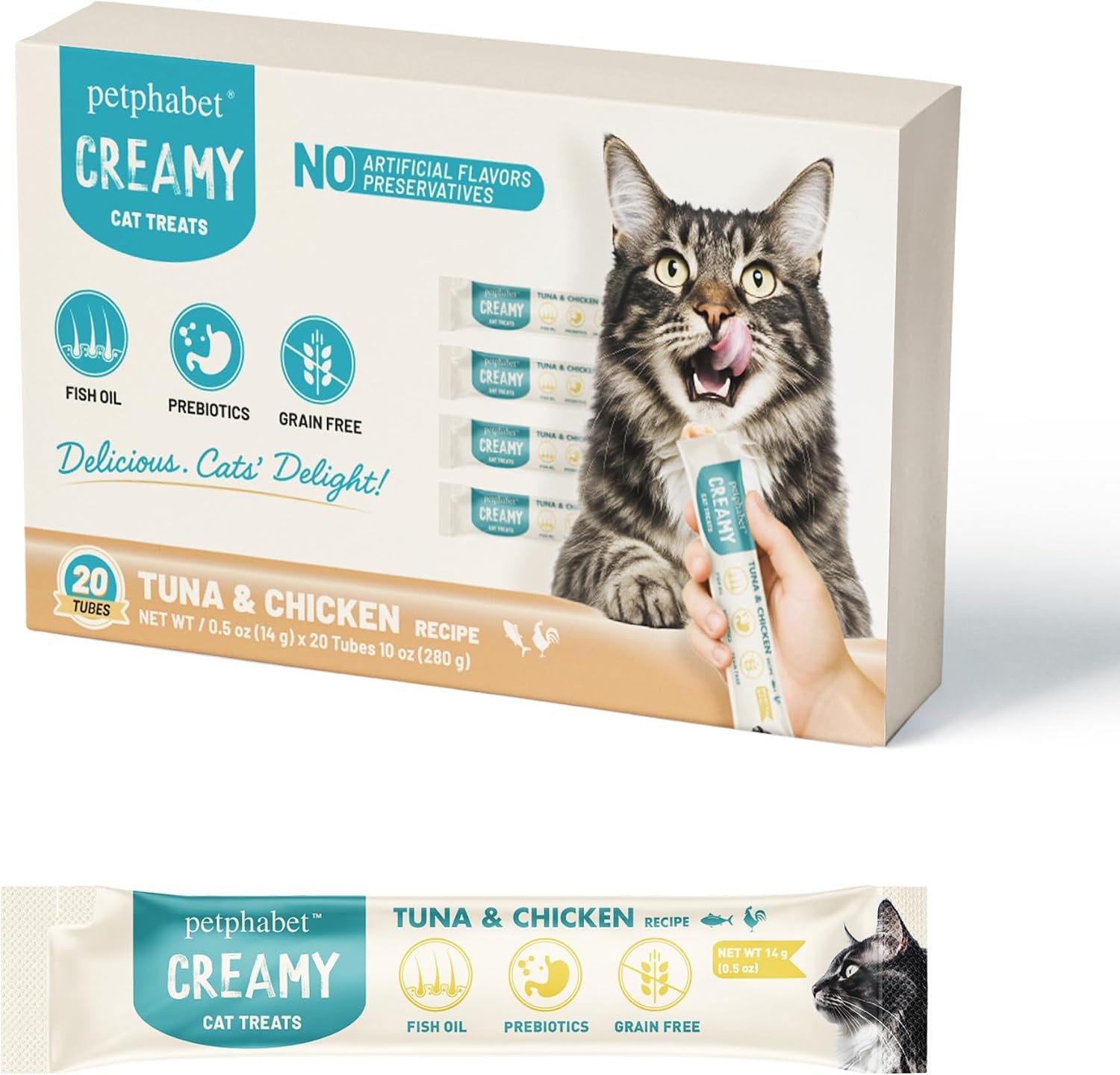 petphabet-lickable-cat-treats-squeeze-4-flavors-variety-pack-20-tubes-creamy-puree-squeezable-wet-skin-coat-health-digestive-care-high-protein-grain-free