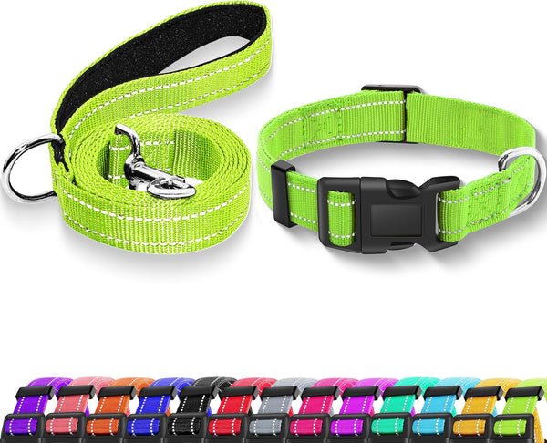 Reflective Dog Collar with Safety Locking Buckle, Adjustable Soft Breathable Nylon Collars for Small, Medium and Large Dogs(Collar+Leash XS Width 5/8" Turquoise) | Adjustable Soft Breathable Nylon Collars for Small, Medium and Large Dogs (XS Width 5/8" Turquoise)12