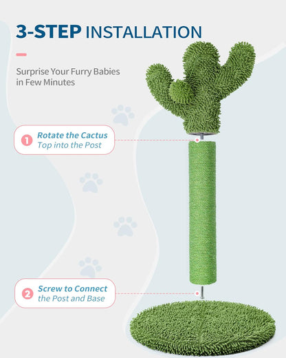 Made4Pets Cactus Cat Scratching Post for Indoor Cats with Plush Ball, 25.6" | Interactive Cactus Cat Scratcher with Natural Sisal Rope, Sturdy Base and Plush Ball for Daily Scratching and Indoor Play6