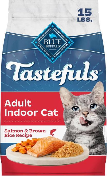 Blue Buffalo Tastefuls Chicken & Brown Rice Recipe Dry Indoor Cat Food for Adult Cats, Real Chicken First, Deliciously Healthy Natural Cat Food, Supports Digestive Care and Coat Health, 3 Lbs.18