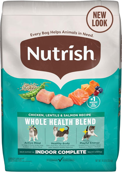 Nutrish Indoor Complete Dry Cat Food, 6 Lb. Bag (Rachael Ray) | Chicken, Lentils & Salmon Recipe, Crafted for Adult Indoor Cats, Veterinarian Reviewed Formula12