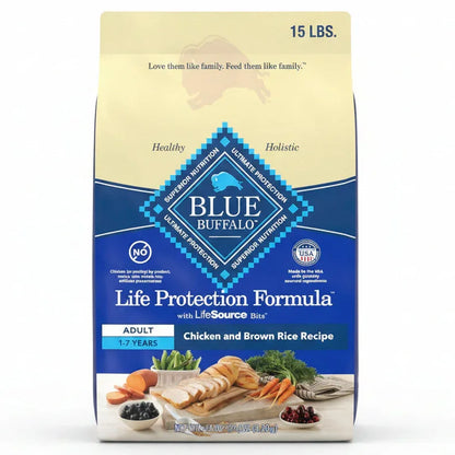 Blue Buffalo Life Protection Formula adult dog food, chicken & brown rice recipe, 15 lbs bag13